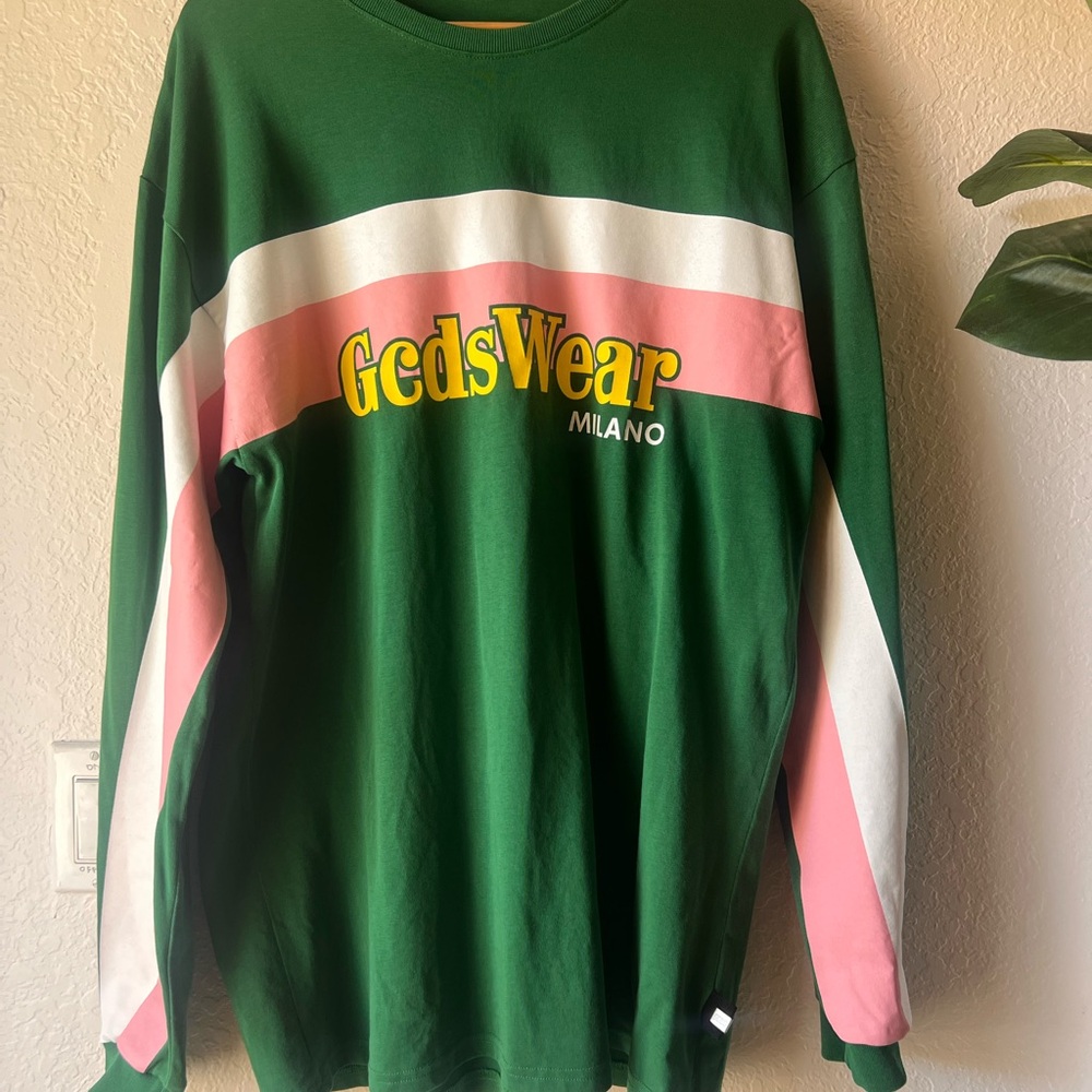 GCDS Wear Milano Green Pink Colorblock streetwear Pullover FW18 Men’s XL